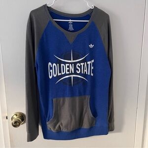 NBA Golden State Warriors Adidas Women’s Pullover Long Sleeve Shirt Blue Gray XL